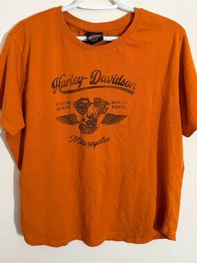 Harley-Davidson Orange Short Sleeve Tee with Black Graphic